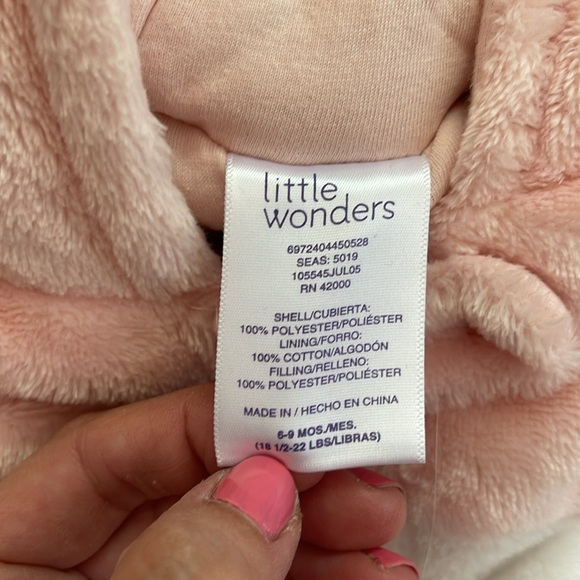 Little Wonders Bunny Suit. Size 6-9 months. Like new - Picture 3 of 4